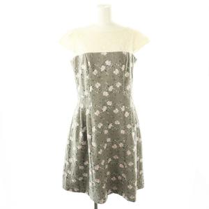 MARINE SNOW ドレス ワンピース ミモレ ロング 半袖 6 白 ホワイト グレー /AT OS