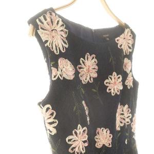 TOCCA DIAMOND LILY ドレス ワンピース ノースリーブ ひざ丈 6 XL 紺 ネイビー /SY OS