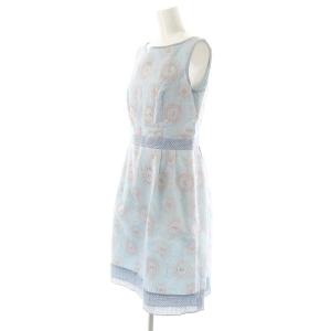 TOCCA SUMMER FLING ドレス ワンピース 膝丈 刺繍 6 ライトブルー ピンク /DO OS