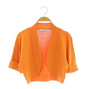 ショート丈ボレロ カーディガン 前開きトッパー 半袖 M オレンジ /AT OS