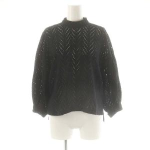 カットエンブロイダリートップ ブラウス プルオーバー 九分袖 1 ブラック /DF OS