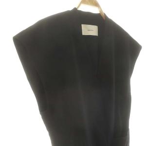 TODAYFUL Satin Over Vest ベスト Vネック 前開き 38 ブラック /ES OS