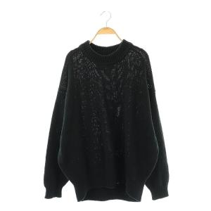 25SS Roundhem Linen Knit ニット セーター 長袖 リネン F ブラック /HK