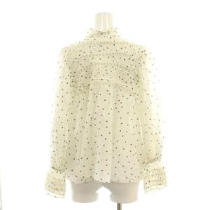 SNIDEL 23SS タックブラウス ドット 長袖 F ホワイト ブラック /DF OS