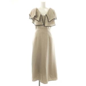 フリルカラーノースリーブワンピース ロング 1 ベージュ /HK OS
