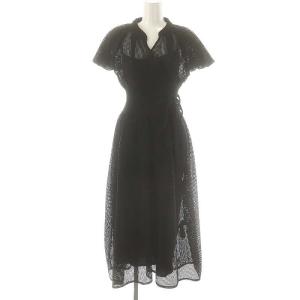 ウエストリブラッセルレースワンピース ロング 半袖 0 ブラック /HK OS