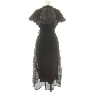 SNIDEL ウエストリブラッセルレースワンピース ロング 半袖 0 ブラック /HK OS