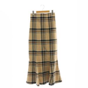 ハイウエストタイトヘムフレアチェックスカート 1 ベージュ 黒 /MI OS
