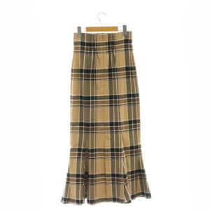SNIDEL ハイウエストタイトヘムフレアチェックスカート 1 ベージュ 黒 /MI OS