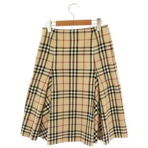 BURBERRY LONDON ノバチェックスカート ロング フレア 36 ベージュ ブラック レッド /DO OS