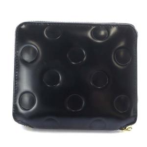 COMME des GARCONS 財布 二つ折り ドットエンボス ラウンドファスナー ブラック SA2100NE /YO18