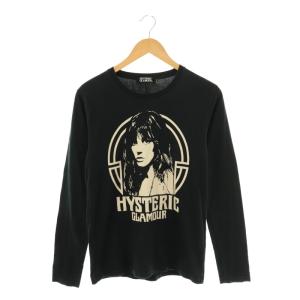 ガールプリント 長袖 Tシャツ カットソー S 黒 アイボリー /MI OS