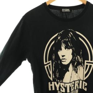 HYSTERIC GLAMOUR ガールプリント 長袖 Tシャツ カットソー S 黒 アイボリー /MI OS