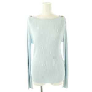 ロゴボタン リブプルオーバー ニット 長袖 M ライトブルー /DF OS