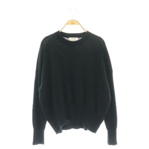 24AW カシミヤ クルーネックプルオーバー ニット セーター F 黒 ブラック /AT OS