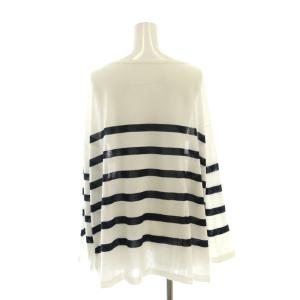 Spick&Span 24SS ボートネックシアールーズニット カットソー ボーダー 長袖 F 白 ホワイト 紺 ネイビー /AT