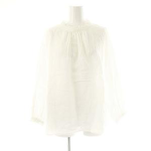 リネンスタンドフリルブラウス 前後2WAY 長袖 プルオーバー 前開き F 白 /NR OS