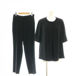 Hudson Mobia CAROL ブラウス パンツ セットアップ 上下 五分袖 38 黒 ブラック