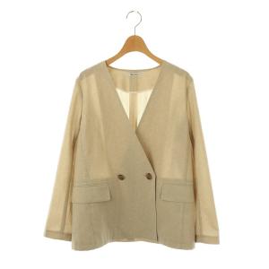 24SS ノーカラー サマージャケット ダブル 6 ベージュ /HK OS