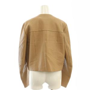 LOEWE ディアスキン 鹿革 ノーカラージップアップジャケット 42 ベージュ