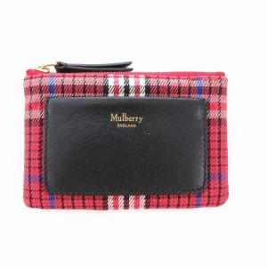 ジップコインポーチ キャンバス タータンチェック ピンク系 /UO