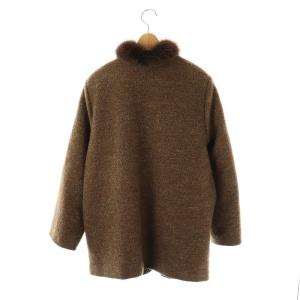 Leilian フォックスファー ウール混 中綿 コート 15+ 茶 /MI OS