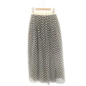 マーガレットスカート ロング フレア S ブラック ホワイト イエロー /DO OS