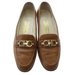 Salvatore Ferragamo ガンチーニビットローファー レザー 6.5 茶色 ブラウン 69311 /SR10