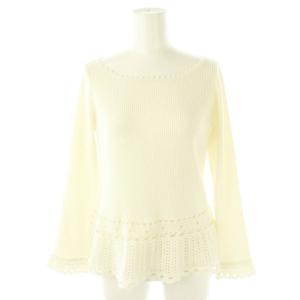 クロシェコンビニットプルオーバー リブニット 長袖 40 ホワイト /DF OS