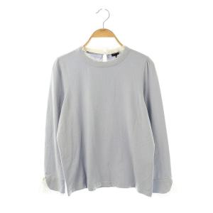 レースコンビ ニットプルオーバー カットソー 42 サックスブルー 白 /CX OS