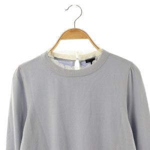 TO BE CHIC レースコンビ ニットプルオーバー カットソー 42 サックスブルー 白 /CX OS