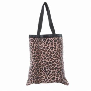 美品 トートバッグ レオパード柄 ベージュ 黒 ブラック /HO