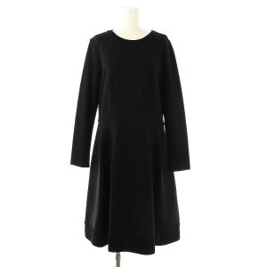ウエストデザインニットワンピース ロング 42 黒 ブラック /CX OS