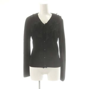 フリルデザインカーディガン ニット 長袖 40 ブラック /DF OS