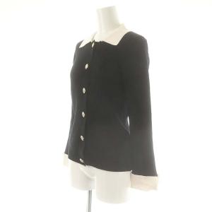 Diagram GRACE CONTINENTAL 衿付リブニットトップ ニットシャツ 長袖 36 ブラック /DF OS