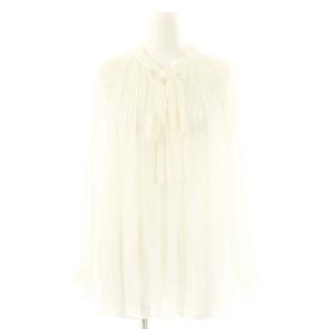 ソアパールソフトツイルプリーツブラウス リボン 34 オフホワイト /MI OS