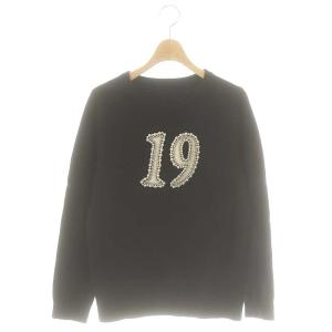 ナンバーモチーフニットトップ セーター 長袖 36 ブラック /DF OS