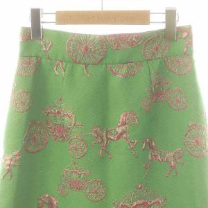 Loulou Willoughby ホースジャガードスカート 台形 2 緑 ピンク ピンクゴールド色 /MI OS