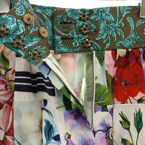 DOLCE&GABBANA パッチワーク ロングスカート 38 ホワイト マルチカラー