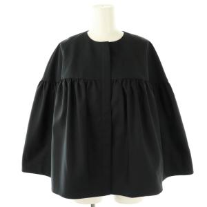 クチュール COUTURE ライトグログランギャザージャケット ノーカラー 34 紺 /MI OS