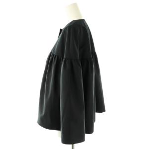 M-Premier クチュール COUTURE ライトグログランギャザージャケット ノーカラー 34 紺 /MI OS