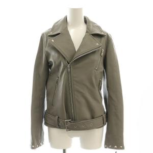 スタッズライダースジャケット レザー ジップアップ 36 グレー /NR OS