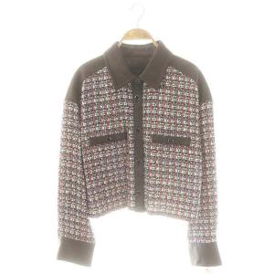 23AW ツイードコンビシャツブラウス 38 ブラウン マルチカラー /DO OS