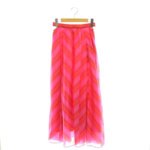 23SS タイダイプリントロングスカート フレア 36 ピンク オレンジ /NR OS
