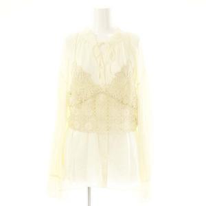 25SS 2点セット レースキャミ付カフタンブラウス 長袖 シアー 36 アイボリー ライトベージュ /DO