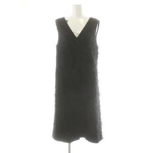 24SS リボンヤーンジレドレス ワンピース ひざ丈 36 ブラック /DF OS