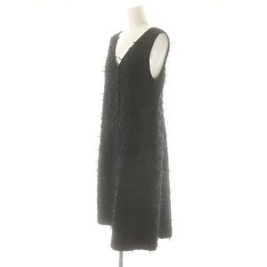 Grace Class 24SS リボンヤーンジレドレス ワンピース ひざ丈 36 ブラック /DF OS