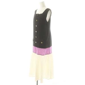 Grace Class 24SS リネンタッチ配色ワンピース ロング ノースリーブ 36 ネイビー /DF OS