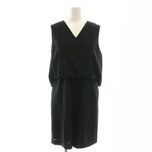24SS ショートサロペット オールインワン ノースリーブ Vネック 36 黒 /NR OS