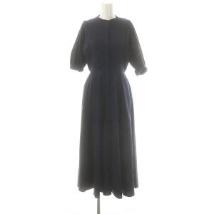 袖デザインタイプライターフレアワンピース ドレス ロング 0 ネイビー /DF OS